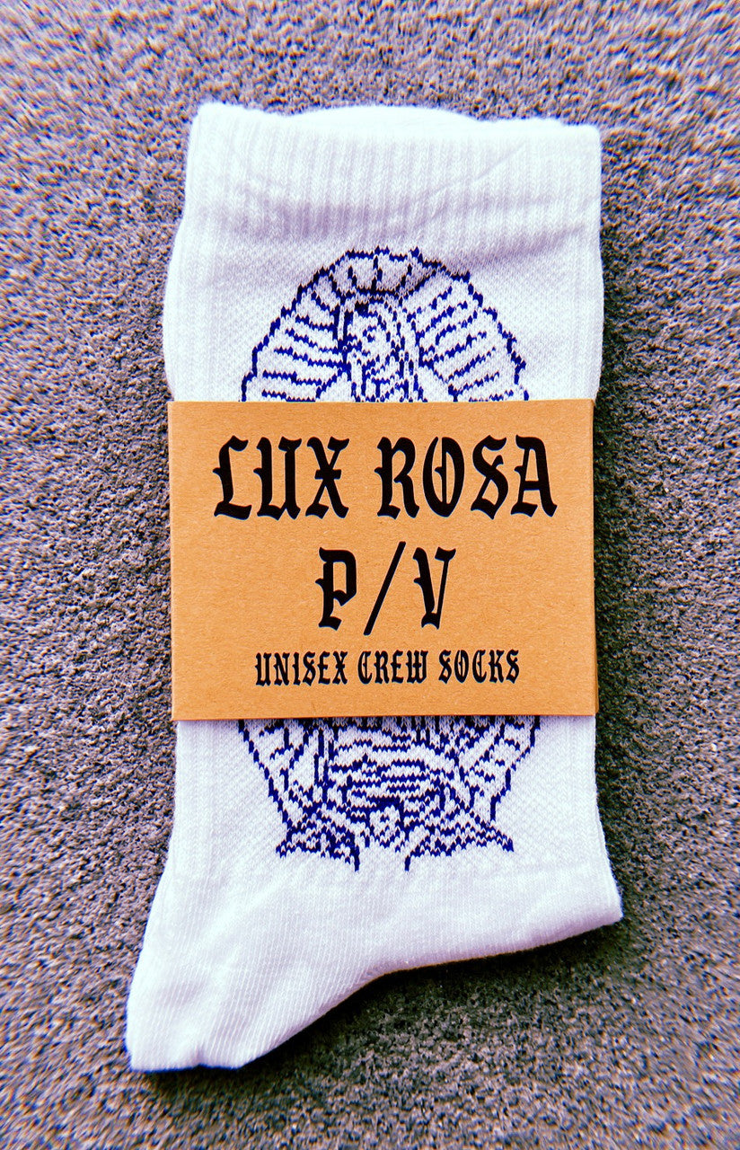 Lux Rosa Virgencita Socks (White/Navy)