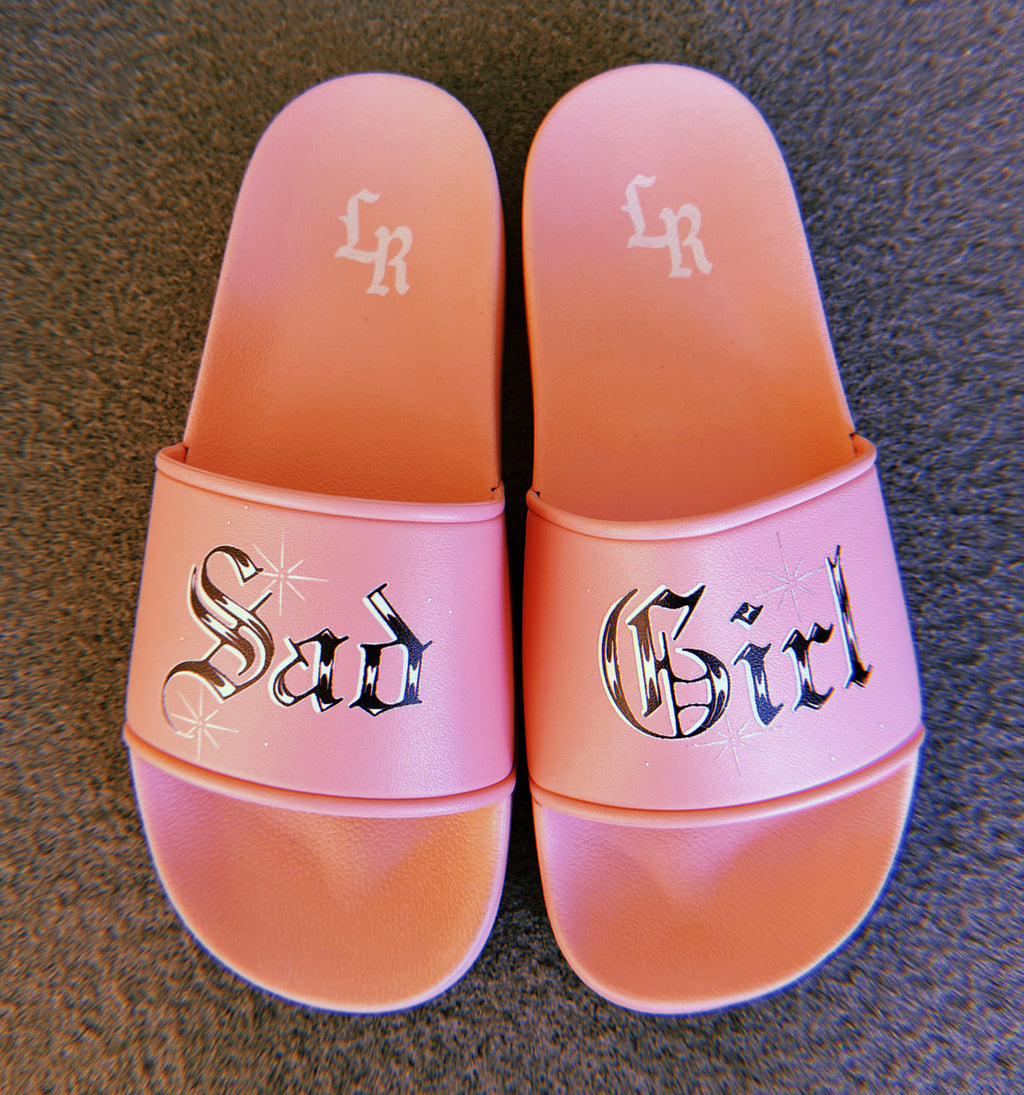 LR SAD GIRL Pen & Ink Script Slides (Pink)
