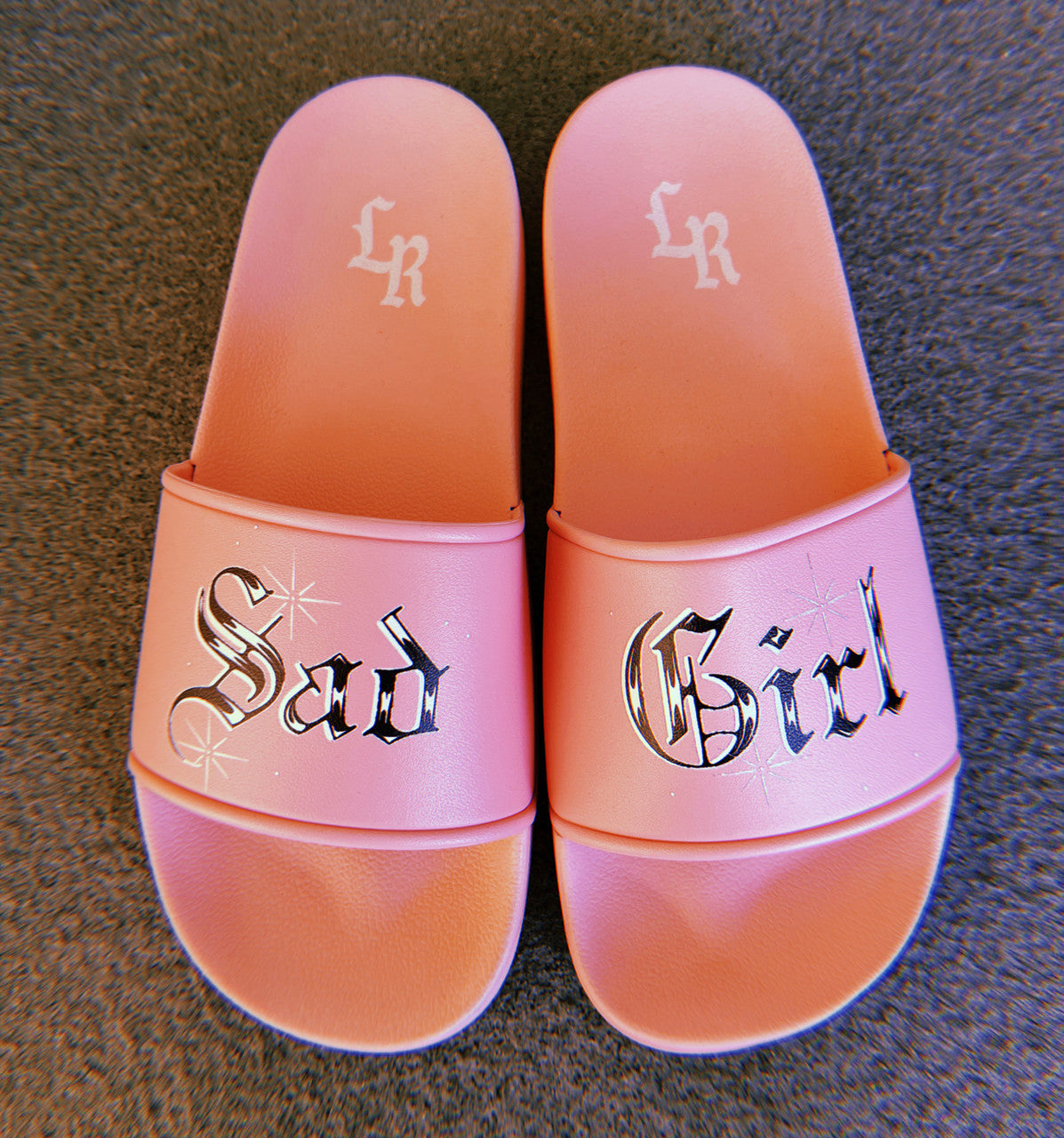 LR SAD GIRL Pen & Ink Script Slides (Pink)