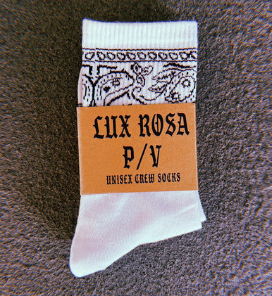 Lux Rosa Unisex Bandana Crew Socks (WHITE)