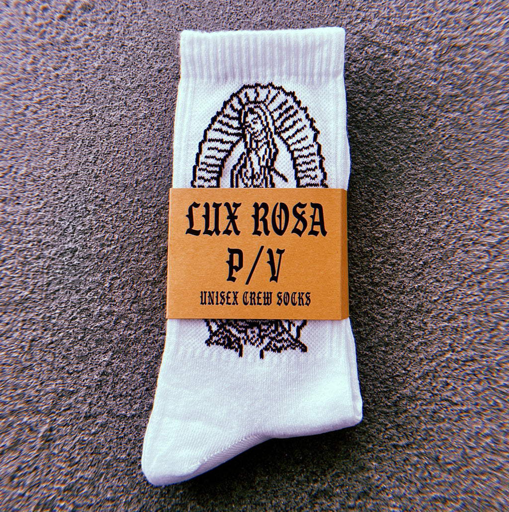 Lux Rosa Virgencita Socks (WHITE/BLACK)