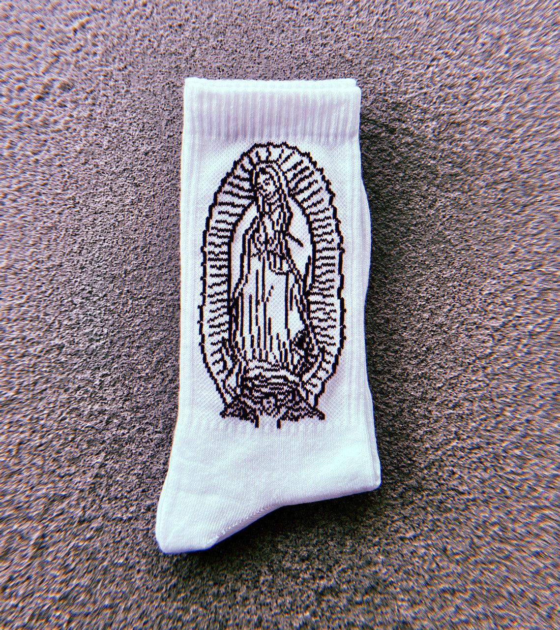 Lux Rosa Virgencita Socks (WHITE/BLACK)
