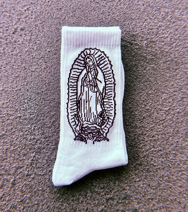 Lux Rosa Virgencita Socks (WHITE/BLACK)