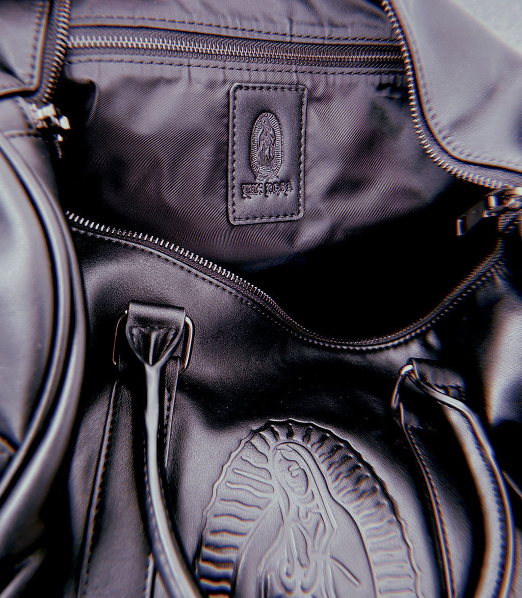 Lux Rosa OUR LADY Vegan Leather Luxe Duffle Bag (Large)- Black