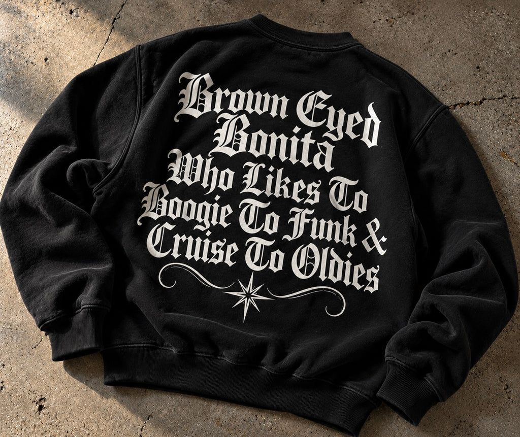 Limited Edition 'BROWN EYED BONITA' Pen & Ink Crewneck (Black)