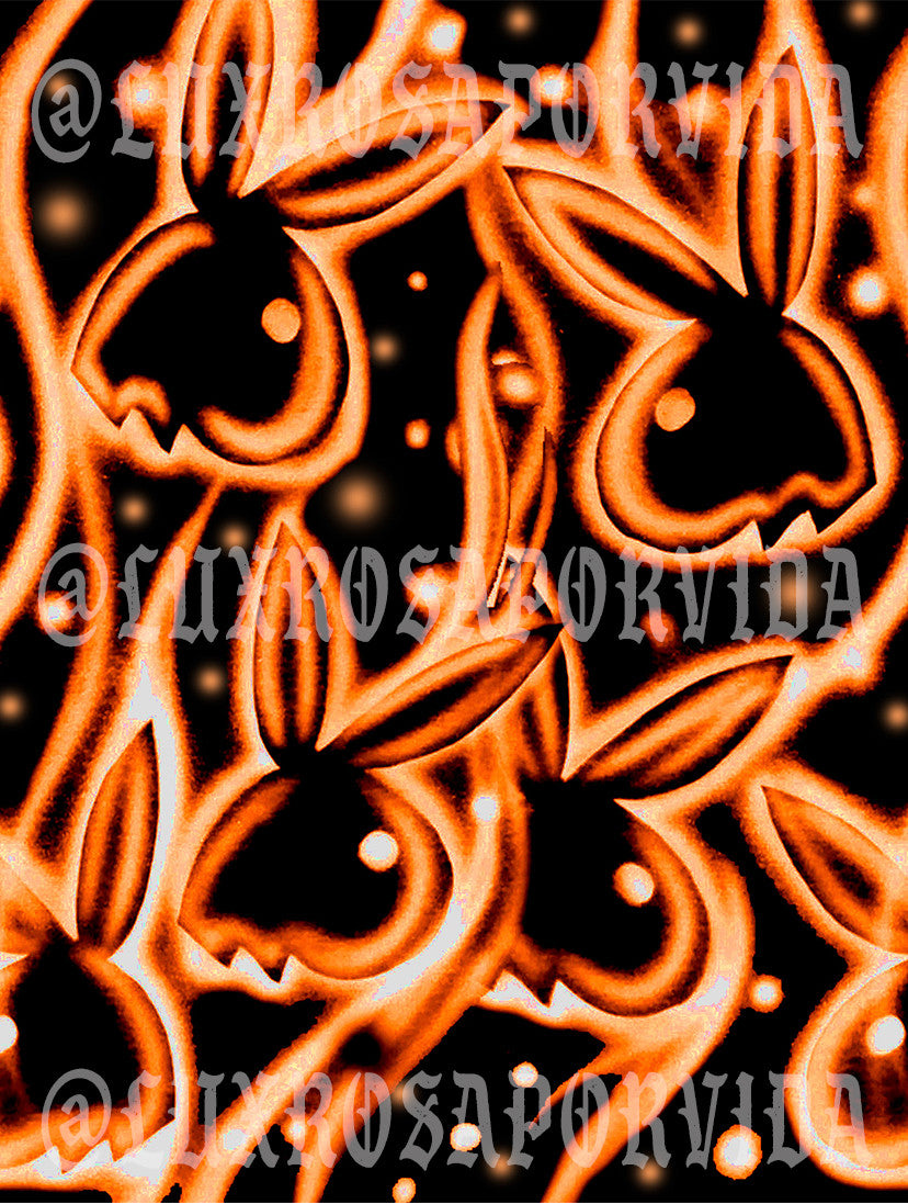 LIMITED EDITION Glamour Shotz 'OG PLAYGIRL' Airbrushed Backdrop BLACK/NEON ORANGE (Extra Large)