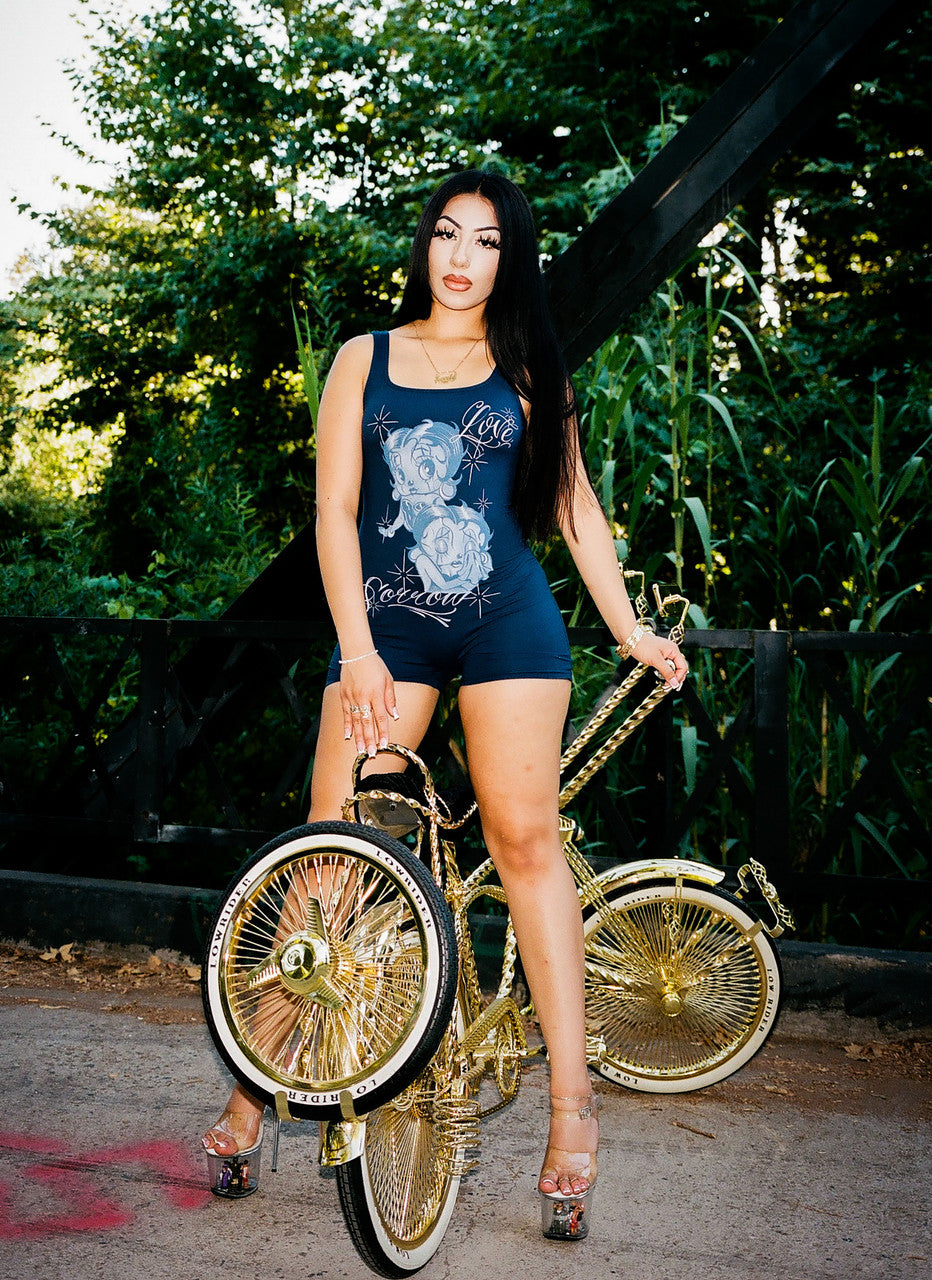 LIMITED EDITION 'YOU REALLY GOT A HOLD ON ME' TANK TOP TOP ONE PIECE ROMPER (NAVY)