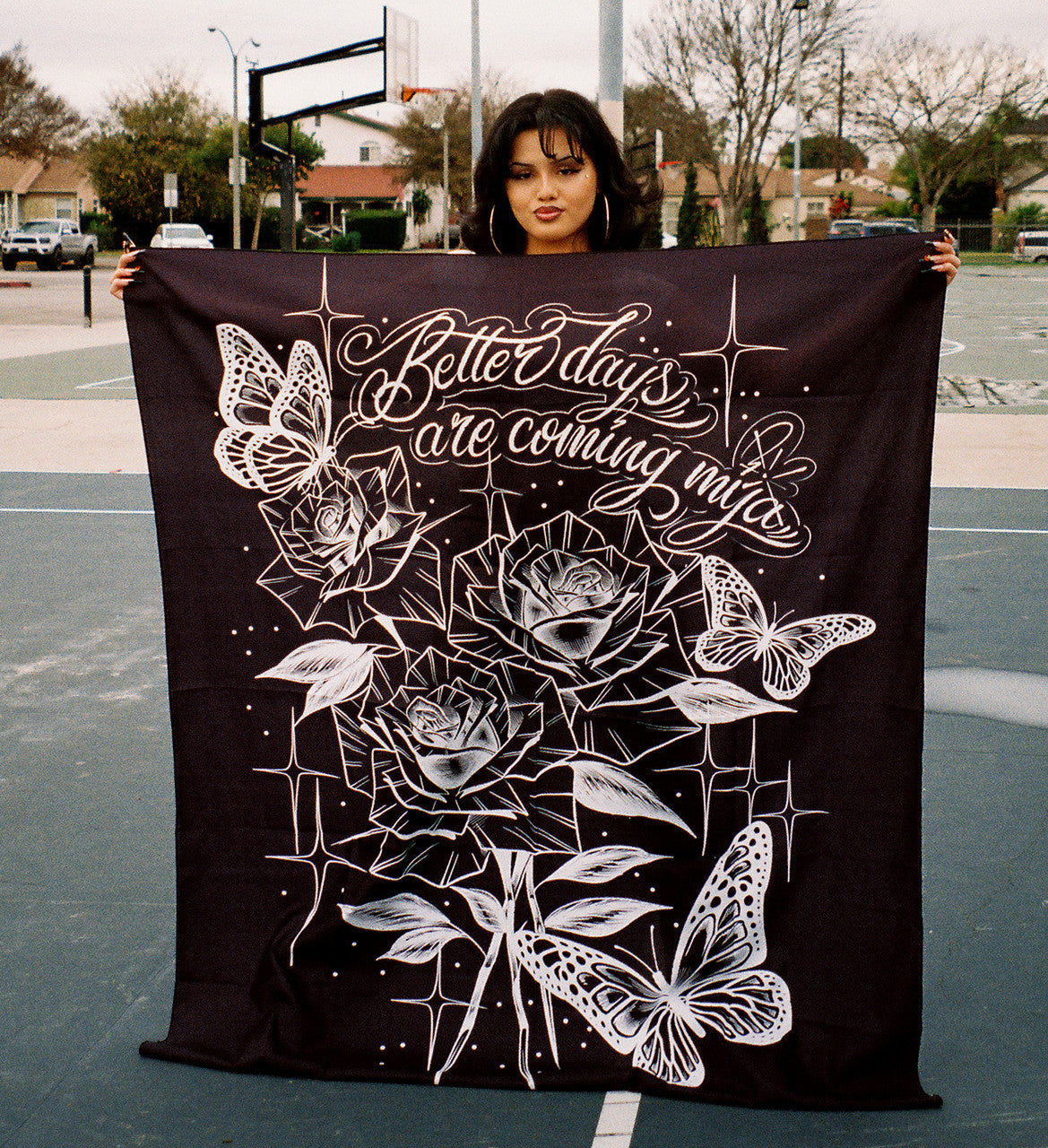 Better Days Are Coming Butterfly Pen & Ink Tapestry (BLACK/WHITE)