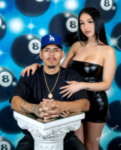 Glamour Shots Early 2000s Y2K 'Magic 8 Ball' Airbrush Studio Backdrop 90s Style (AQUA/BLUE OMBRÉ) (Extra Large)