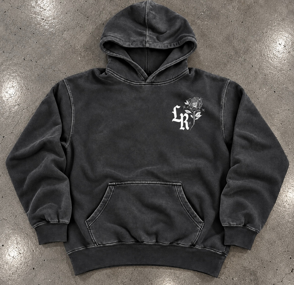 Limited Edition 'FOOL IN LOVE WITH YOU' Ultra Premium Vintage Washed Black Pullover Hoodie (VINTAGE WASHED BLACK)