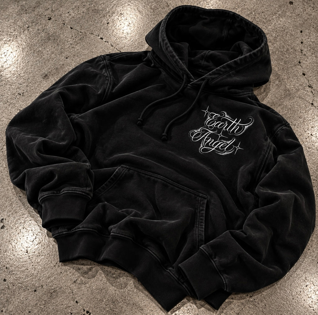 'HEAVEN ON EARTH' Pen & Ink Premium Fleece Pullover Hoodie (Black)