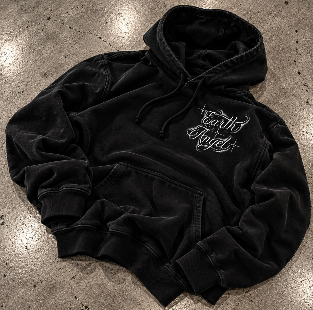 'HEAVEN ON EARTH' Pen & Ink Premium Fleece Pullover Hoodie (Black)