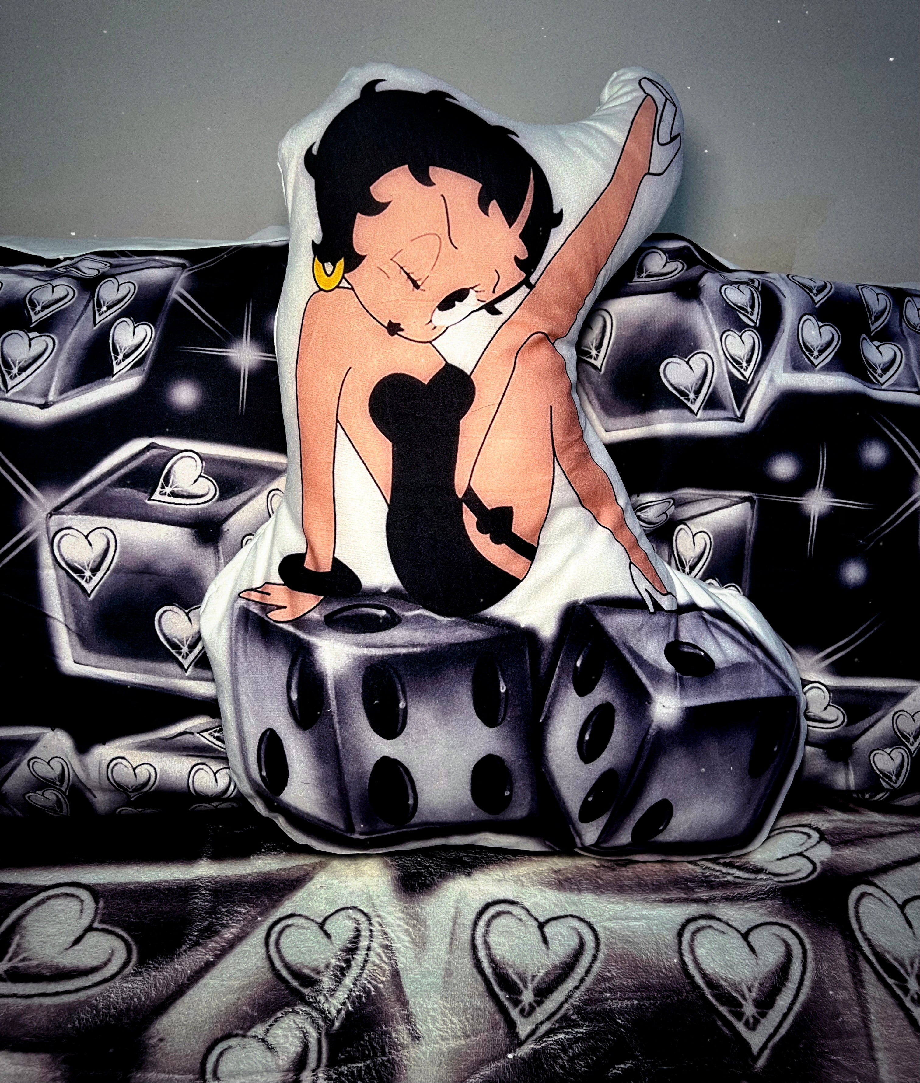 'ROLL THE DICE BOOP' Pen & Ink Die Cut Decorative Pillow