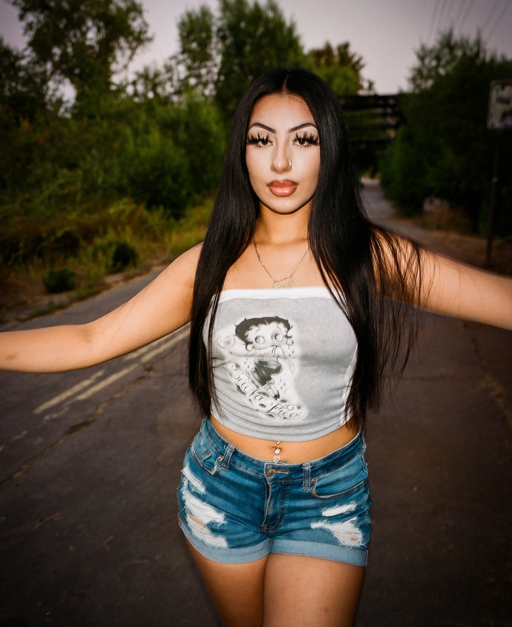 Limited Edition 'SUCKA FREE' Pen & Ink Tube Top (Grey/White Color Blocking)