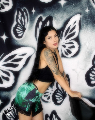 Glamour Shotz MARIPOSA SPARKLE Airbrushed Backdrop BLACK/WHITE/GREY  (X-Large)