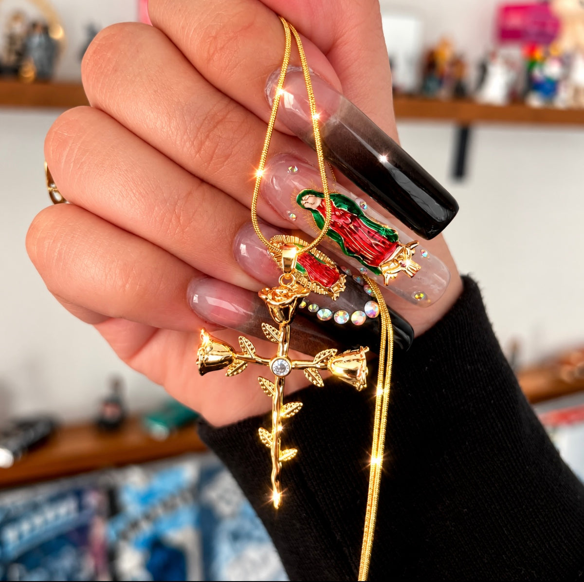 Protect Us Cross Snake Chain Necklace 24K Gold Filled