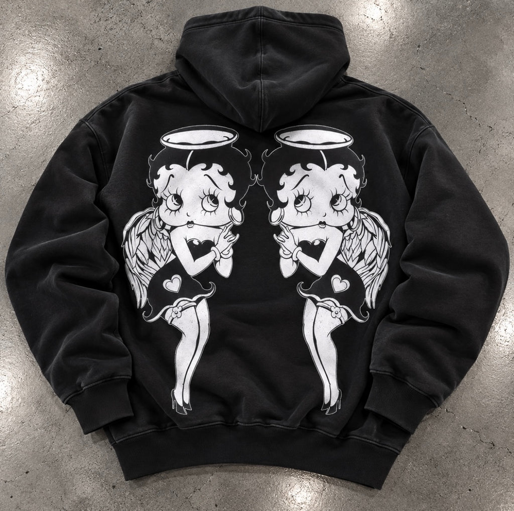 'HEAVEN ON EARTH' Pen & Ink Premium Fleece Pullover Hoodie (Black)
