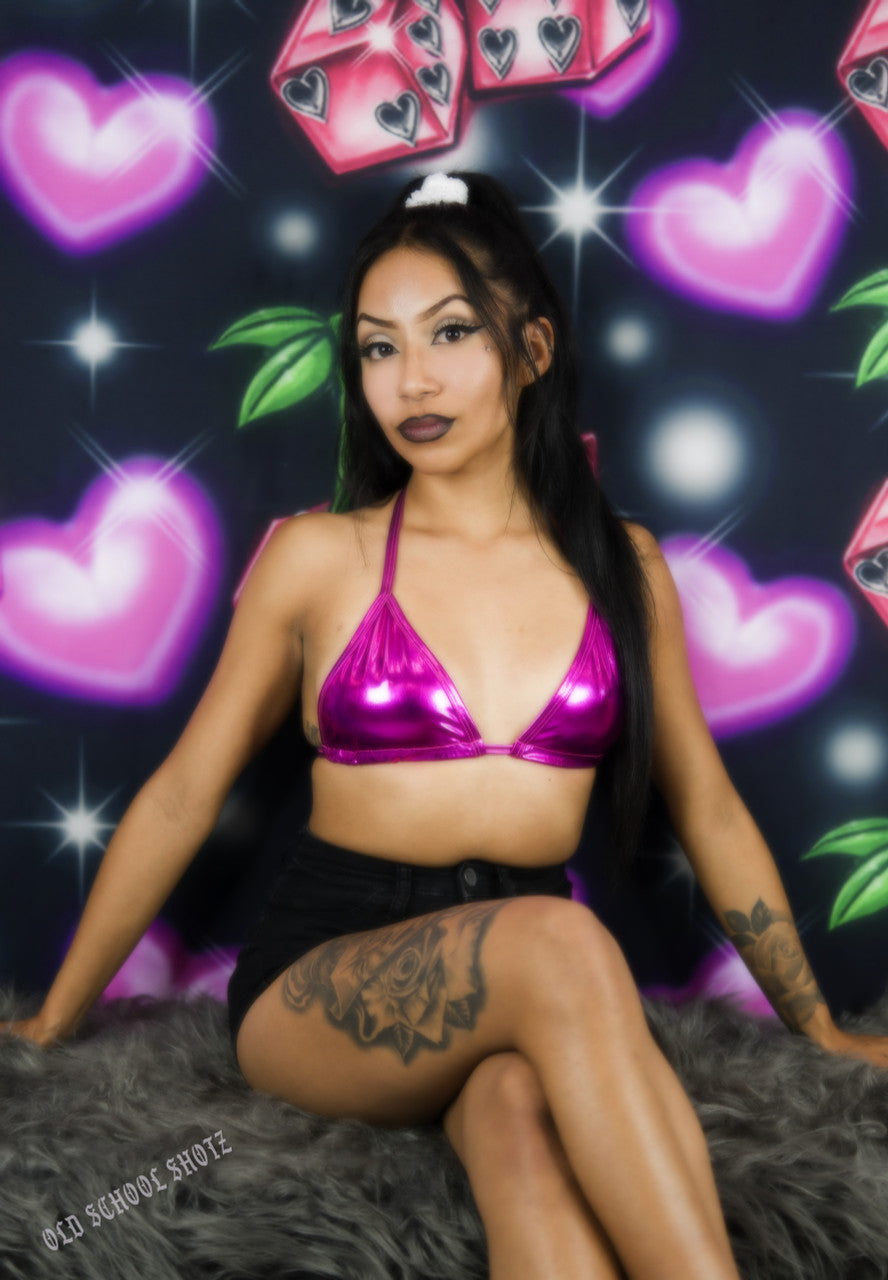 LIMITED EDITION Glamour Shotz  Airbrushed 'Wild Cherry' Backdrop (Blk/Pink/Red) (Extra Large)