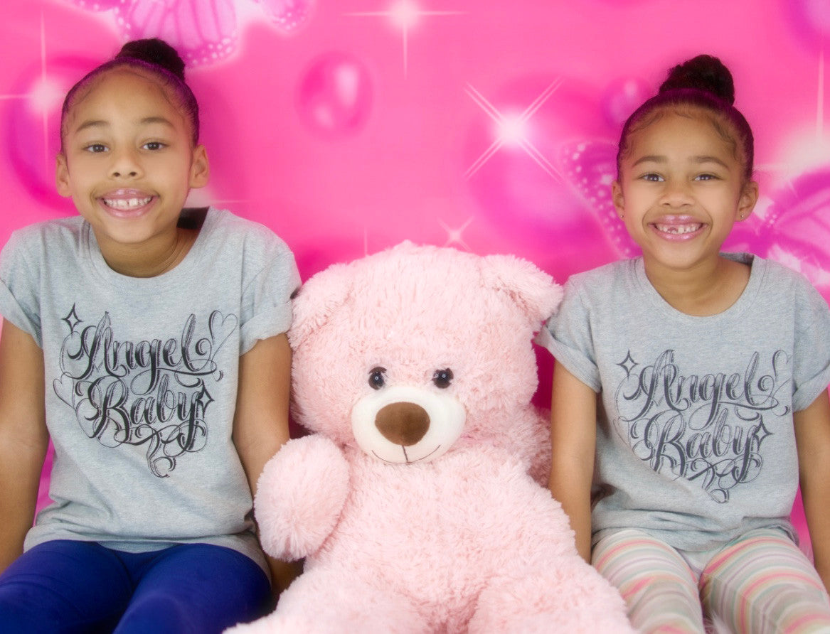 KIDS 'Angel Baby' Script Kids Shirt (Grey) Toddler-Big Kids