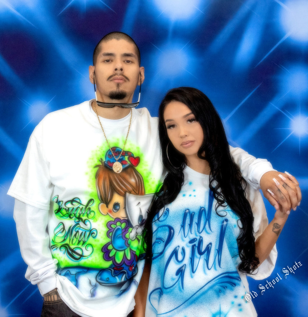 VERY LIMITED EDITION Glamour Shotz  Airbrushed 'MALL SHOTZ' Sparkle Backdrop (BLUE) (Extra Large)