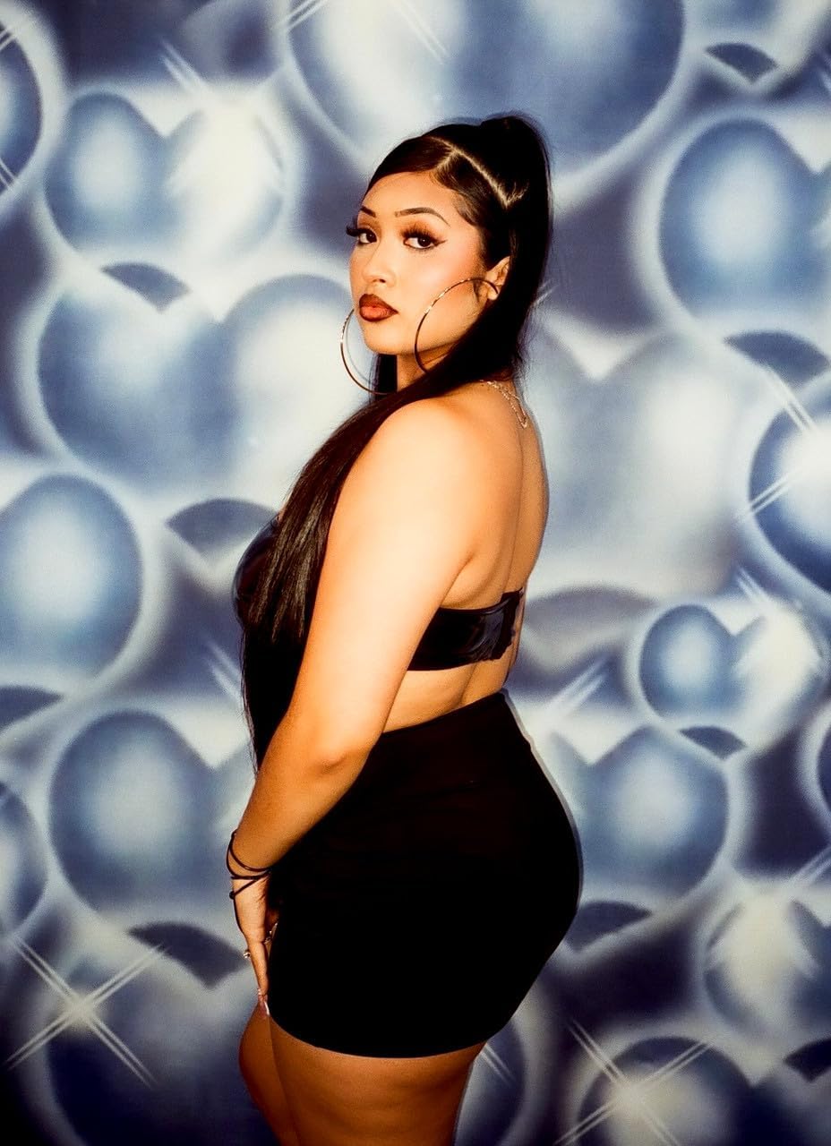 EXTRA EXTRA EXTRA XXX LARGE Y2K Early 2000s 'Hearts & Hynas' Glamour Shots Airbrush 90s Old School Backdrop (BLUE SILVER) (XXXL) Exclusive/Limited Edition!!