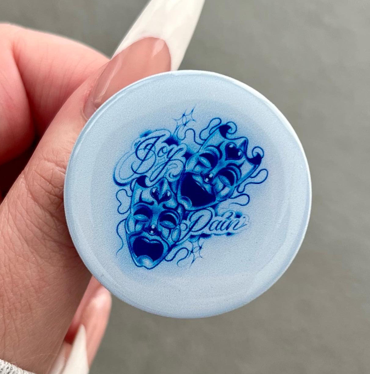 'AGONY & ECSTASY' Pen & Ink Pop Grip (Drop Glue Style) Blue