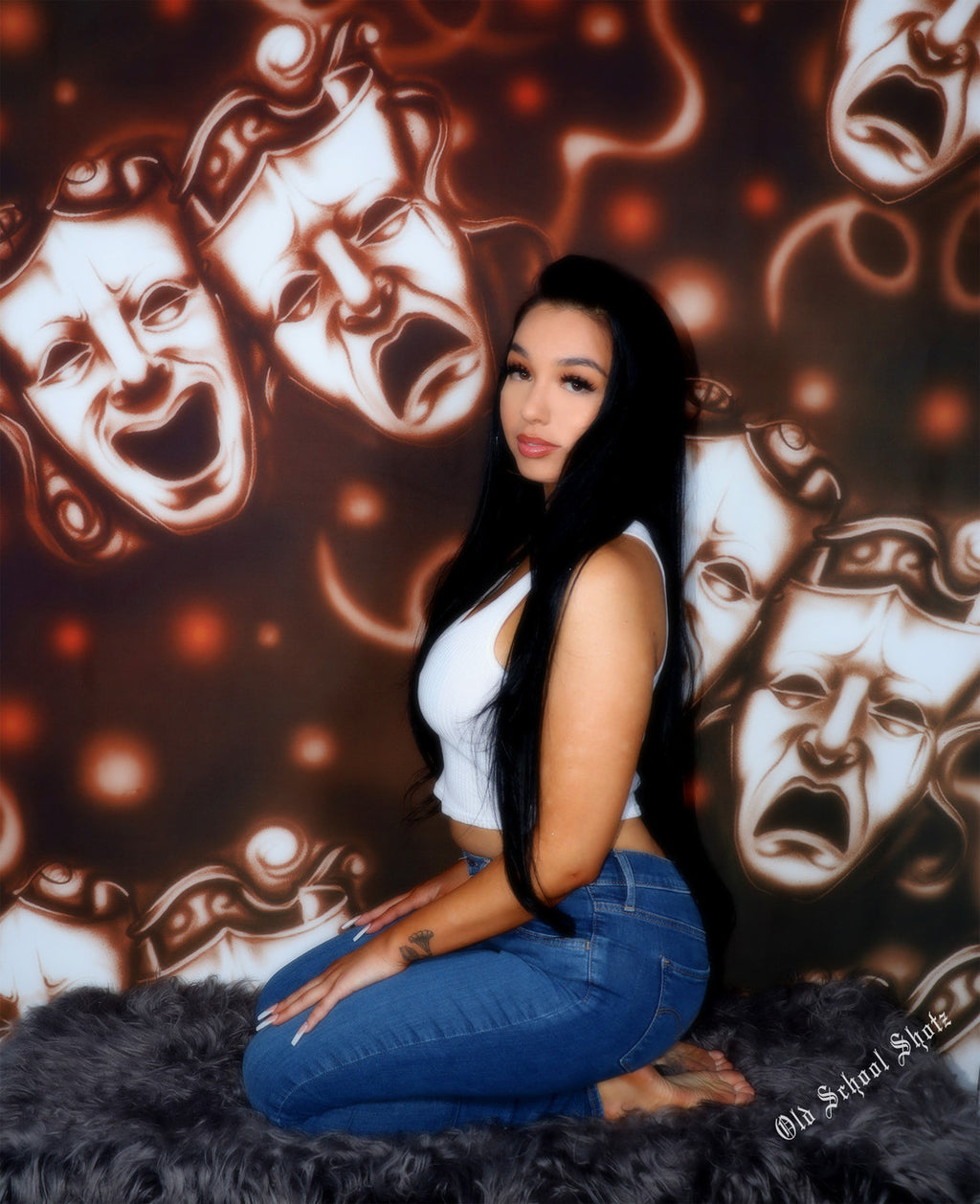 LIMITED EDITION Glamour Shotz  Airbrushed 'Emotions' Ombré Backdrop (BROWN) (Extra Large)