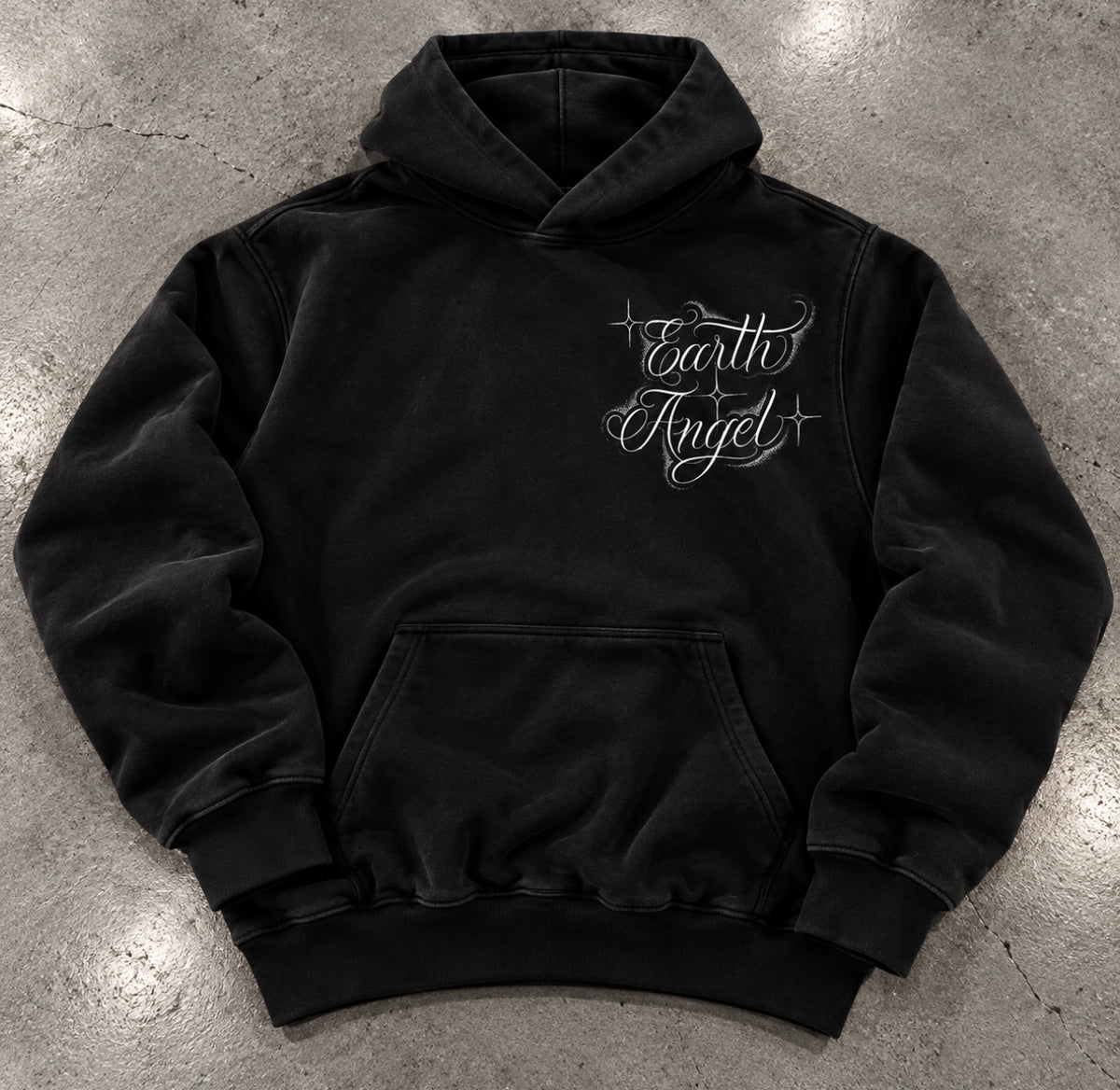 'HEAVEN ON EARTH' Pen & Ink Premium Fleece Pullover Hoodie (Black)