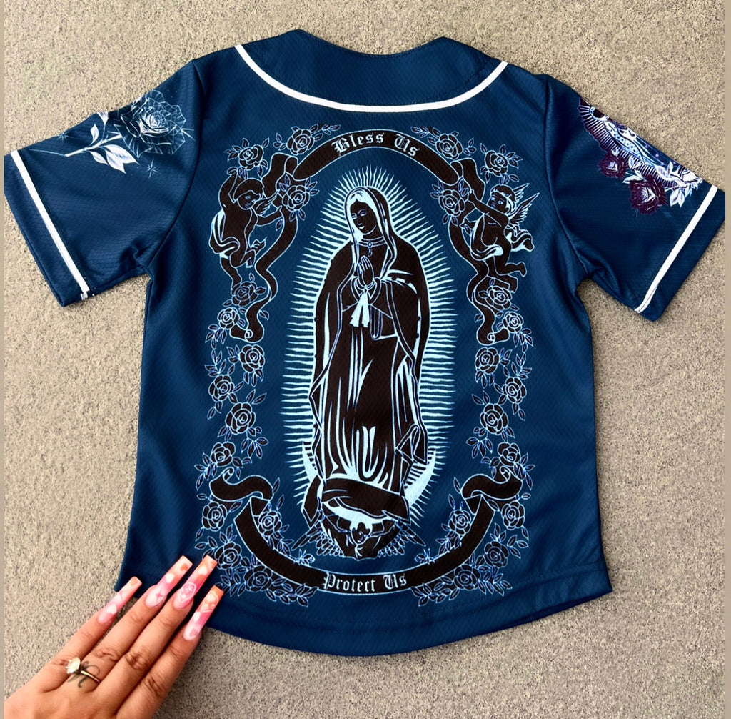 KIDS 'La Reina De Mi Vida' Cut & Sew Baseball KIDS Jersey (Blue)