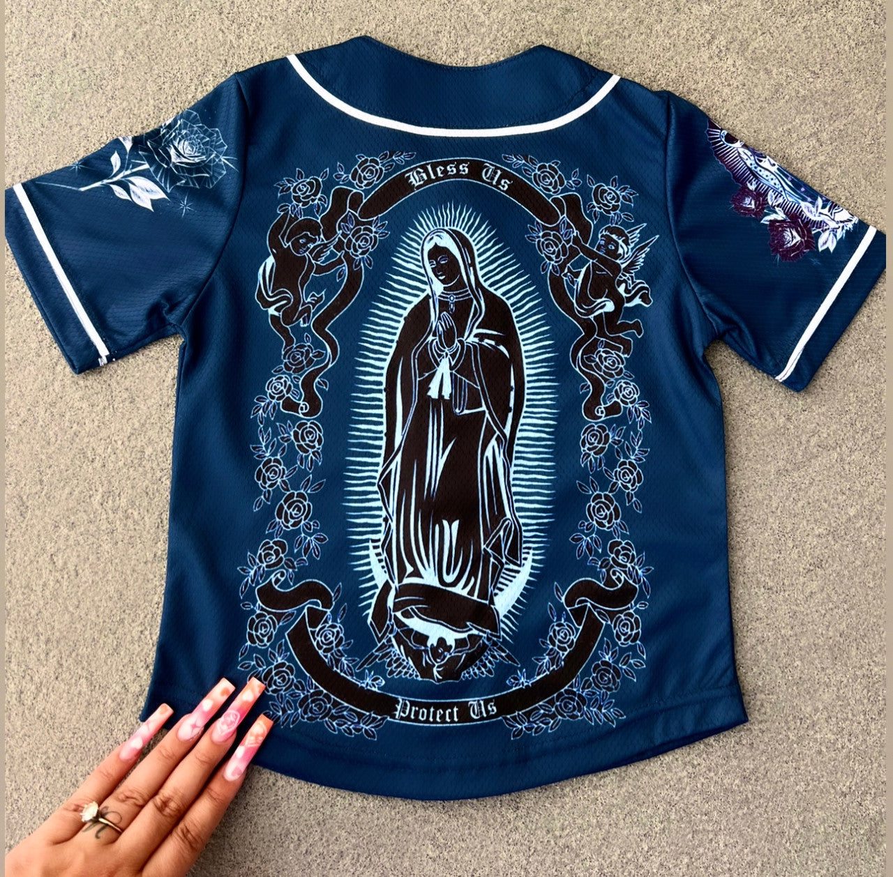 KIDS 'La Reina De Mi Vida' Cut & Sew Baseball KIDS Jersey (Blue)