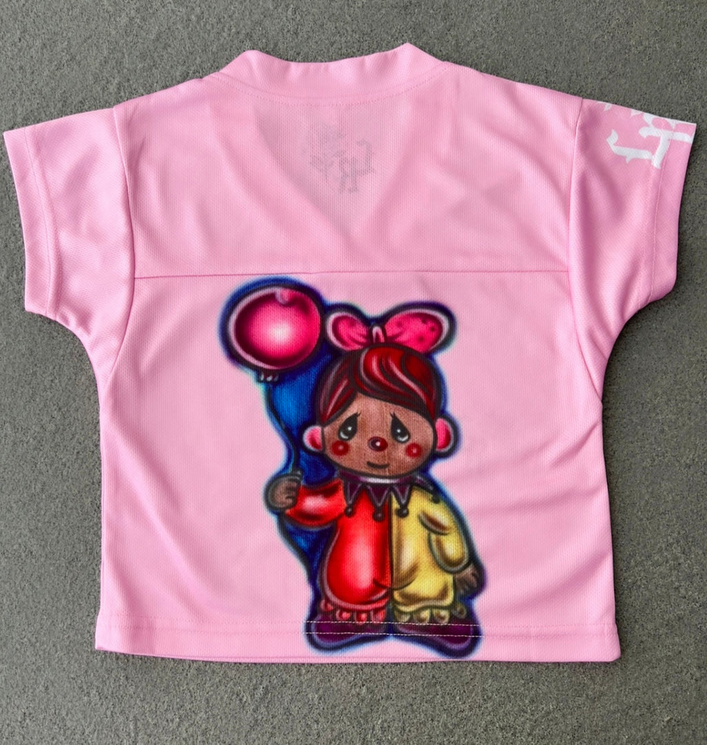 KIDS 'FLOAT ON' PM Airbrushed Cut & Sew Football KIDS Jersey (PINK)