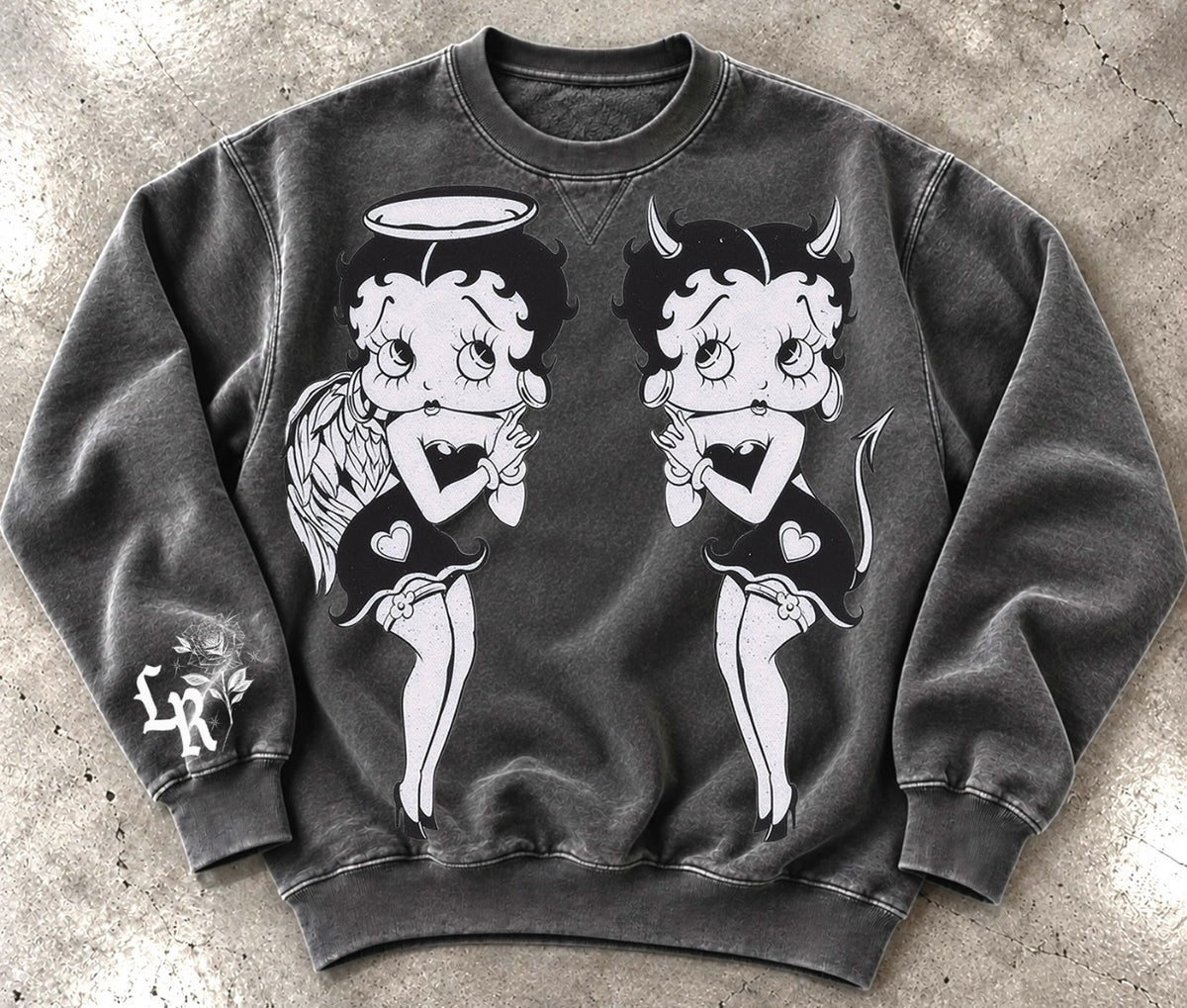Limited Edition 'SWEET & SPICY' Black/White Ultra Premium Heavy Crewneck (Vintage Acid Washed Black)