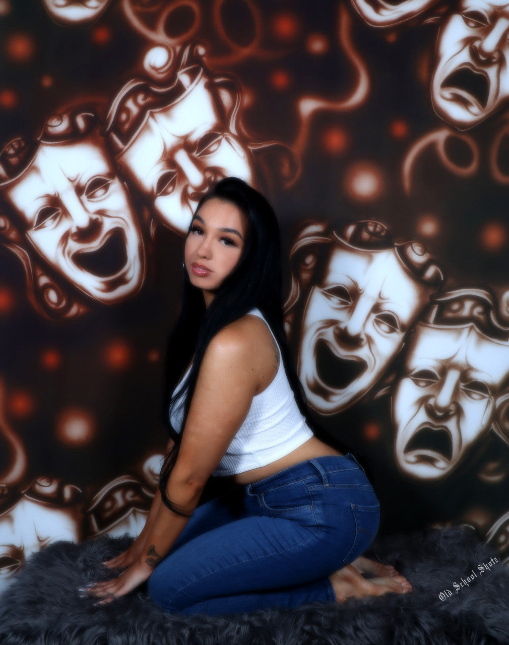 LIMITED EDITION Glamour Shotz  Airbrushed 'Emotions' Ombré Backdrop (BROWN) (Extra Large)