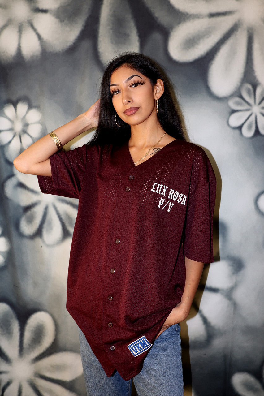 LR P/V Loved & Protected Pro Mesh Baseball Jersey (Burgundy)