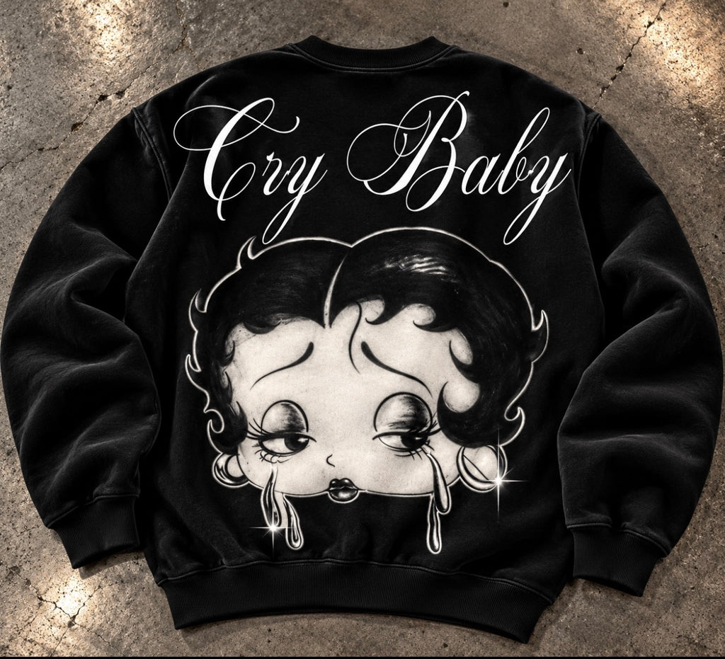 Limited Edition 'Cry Baby Boop' Pen & Ink Crewneck (BLACK)