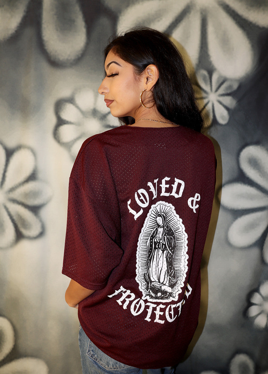 LR P/V Loved & Protected Pro Mesh Baseball Jersey (Burgundy)