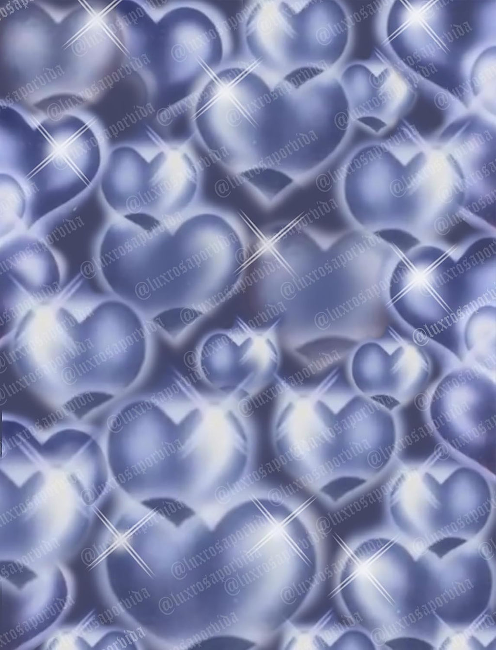EXTRA EXTRA EXTRA XXX LARGE Y2K Early 2000s 'Hearts & Hynas' Glamour Shots Airbrush 90s Old School Backdrop (BLUE SILVER) (XXXL) Exclusive/Limited Edition!!