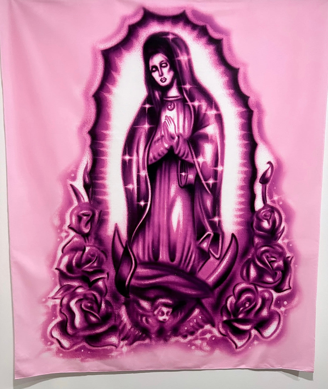 'Our Lady' Airbrushed Tapestry (PINK)
