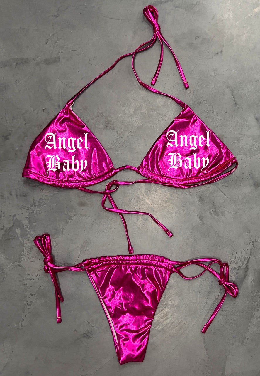 Lux Rosa ANGEL BABY Embroidered Bikini METALLIC MAGENTA