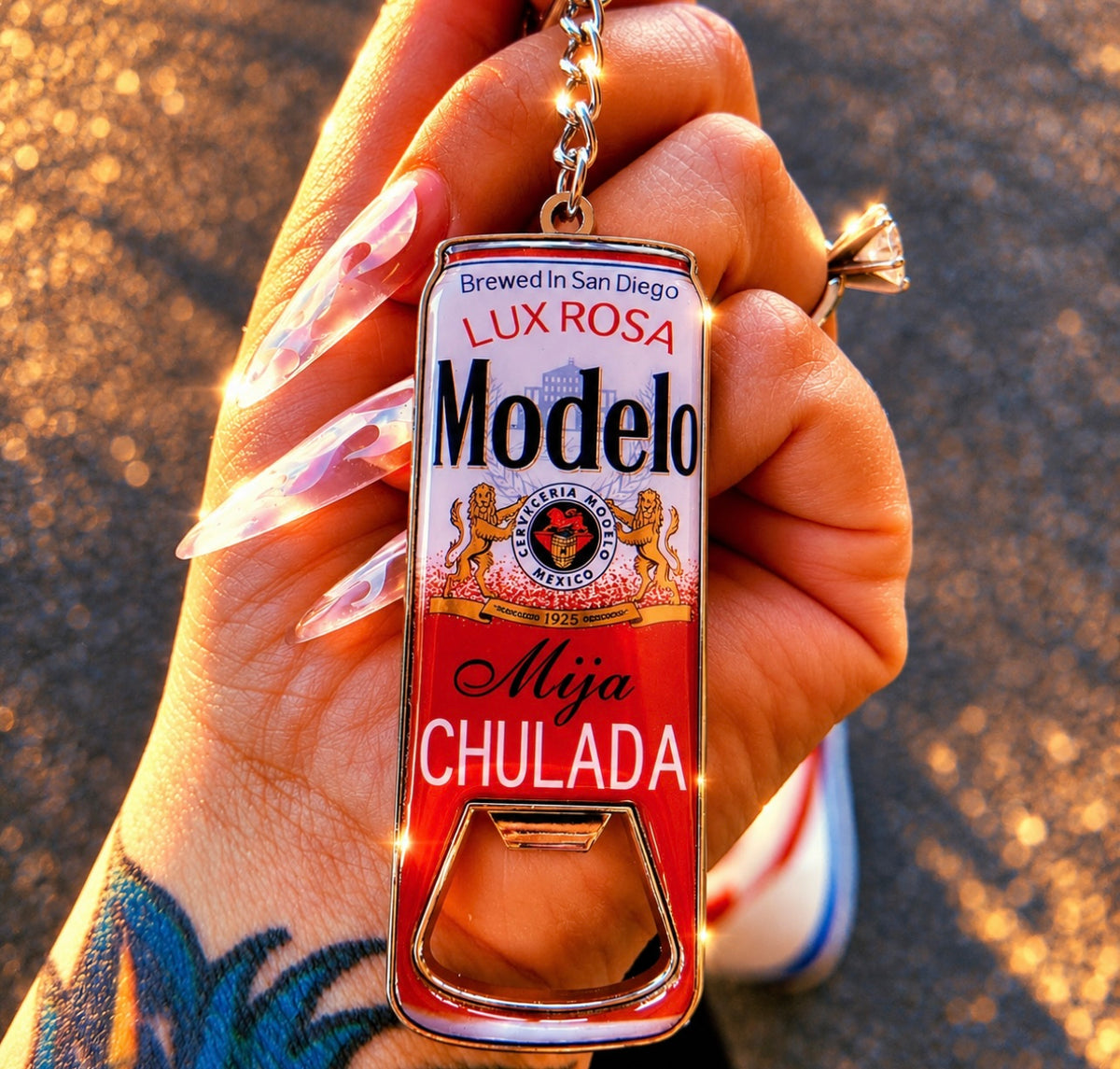 Modelo Chulada 'MIJA' Bottle Opener Keychain (RED)