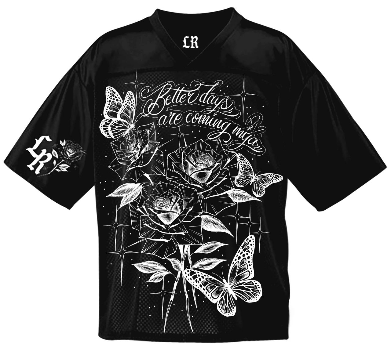 Limited Edition 'BETTER DAYS ARE COMING' Pen & Ink Cut & Sew Football Jersey (Black)
