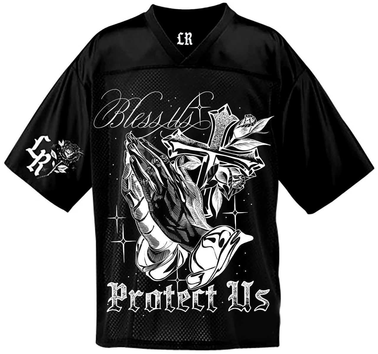 Limited Edition 'Always Blessed, Forever Protected' Pen & Ink Cut & Sew Football Jersey (Black)
