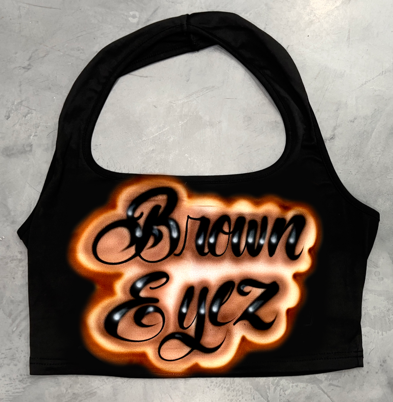 Limited Edition 'BROWN EYEZ' Airbrushed Halter Top (BLACK)