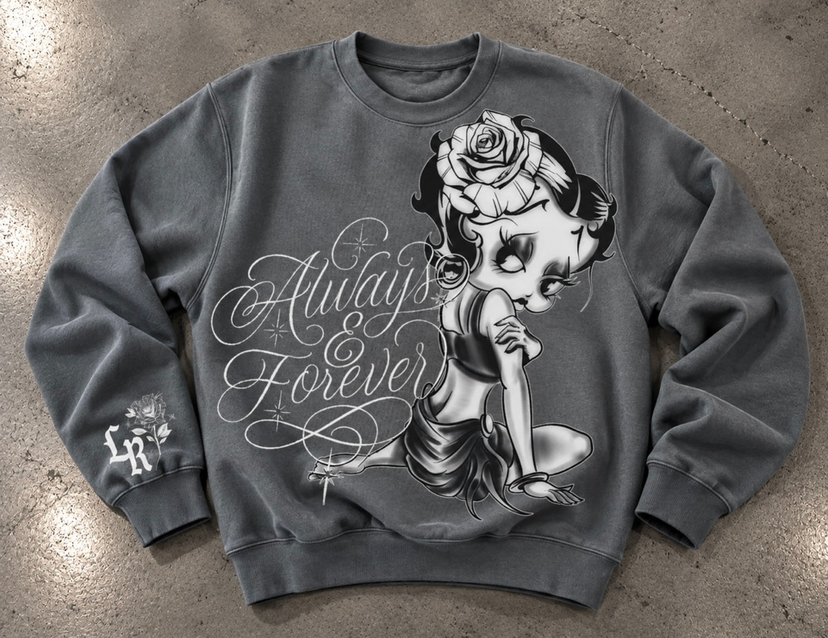 Limited Edition 'ALWAYS ON MY MIND' Pen & Ink Ultra Premium Fleece Crewneck (SPACE GRAY)