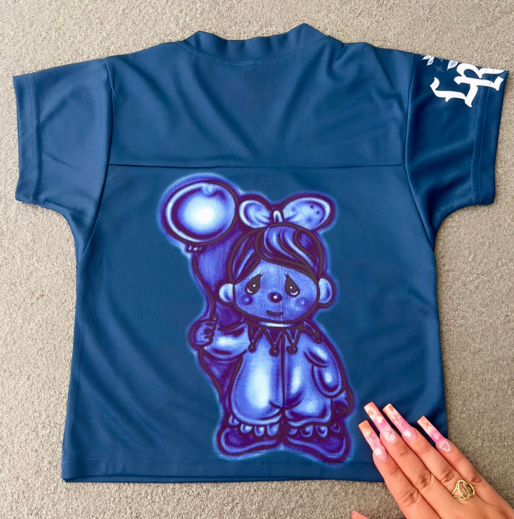 KIDS 'FLOAT ON' PM Airbrushed Cut & Sew Football KIDS Jersey (NAVY)