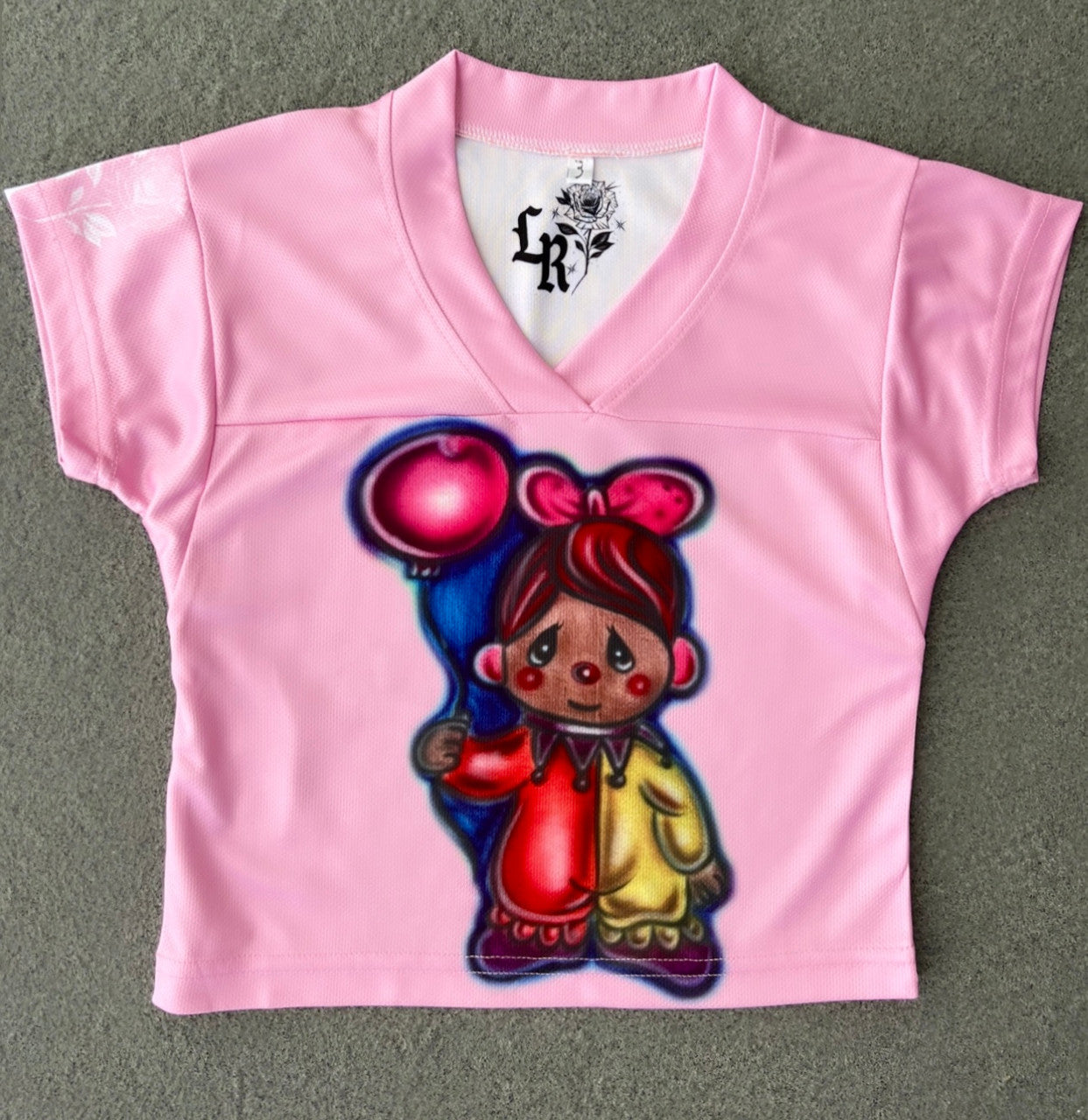 KIDS 'FLOAT ON' PM Airbrushed Cut & Sew Football KIDS Jersey (PINK)