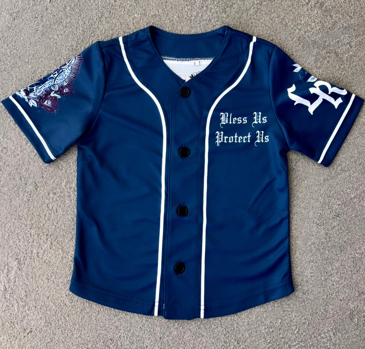 KIDS 'La Reina De Mi Vida' Cut & Sew Baseball KIDS Jersey (Blue)