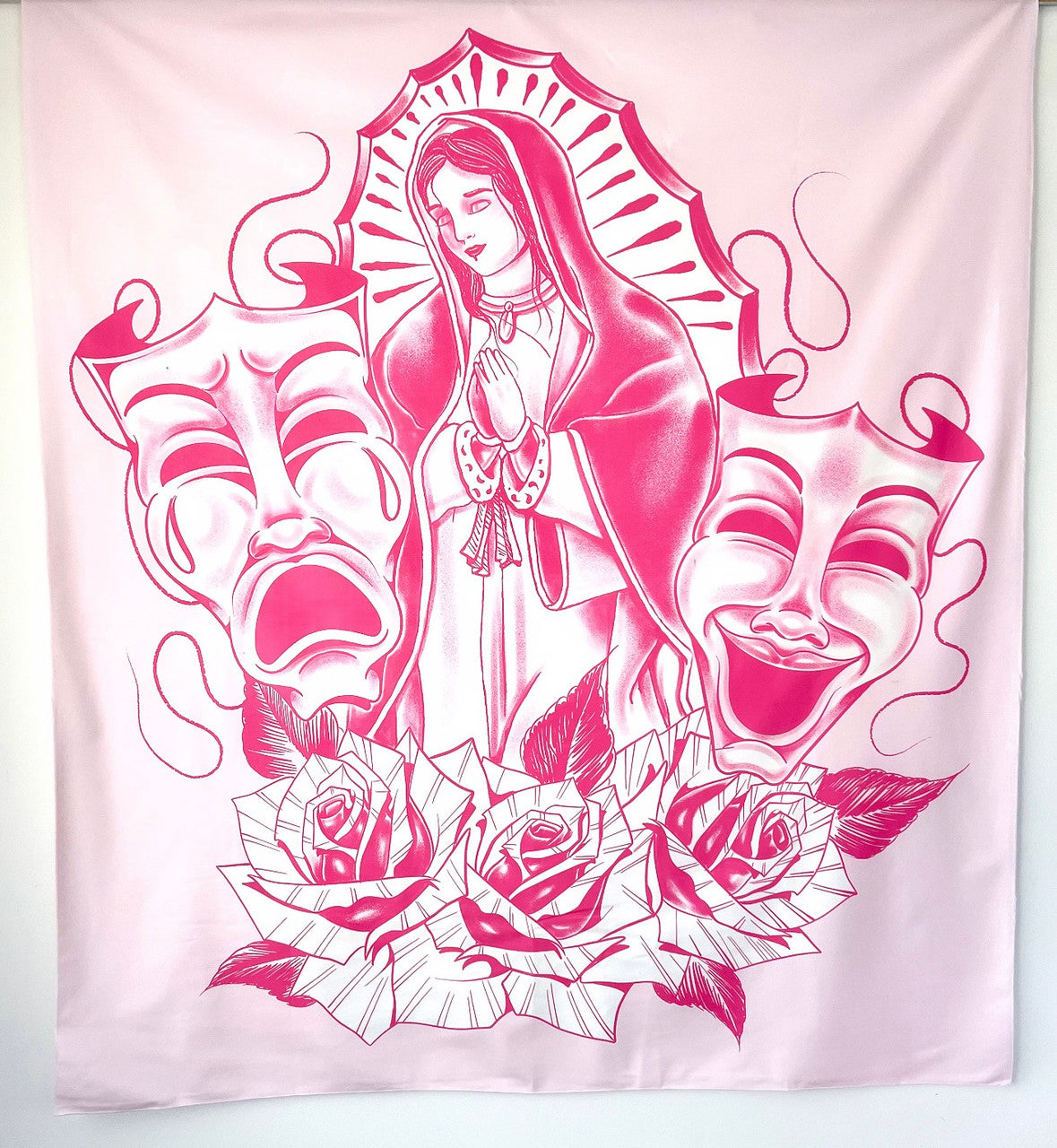 LIMITED EDITION 'LUPITA' Pen & Ink Wall Tapestry (PINK)