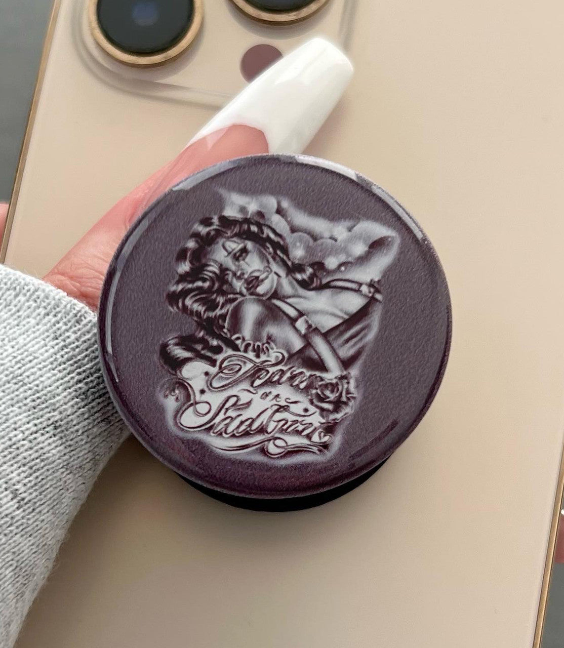 'Tears Of A Sad Girl' Pen & Ink Pop Grip (Drop Glue Style) Sepia