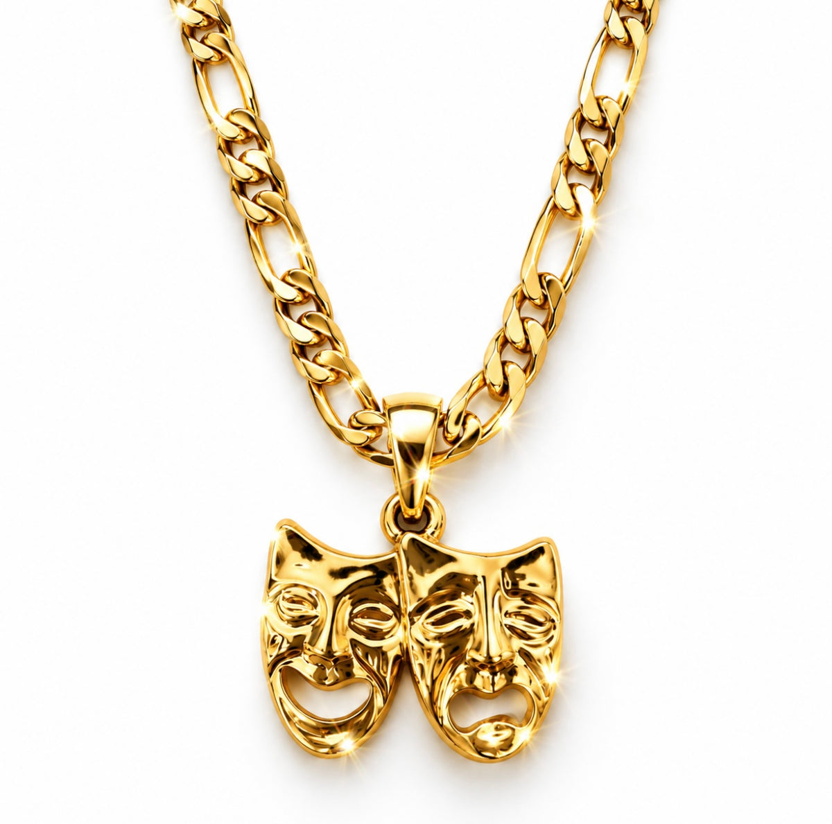 Lux Rosa 'LAUGH NOW, CRY LATER' Figaro Necklace (18K Gold Filled)